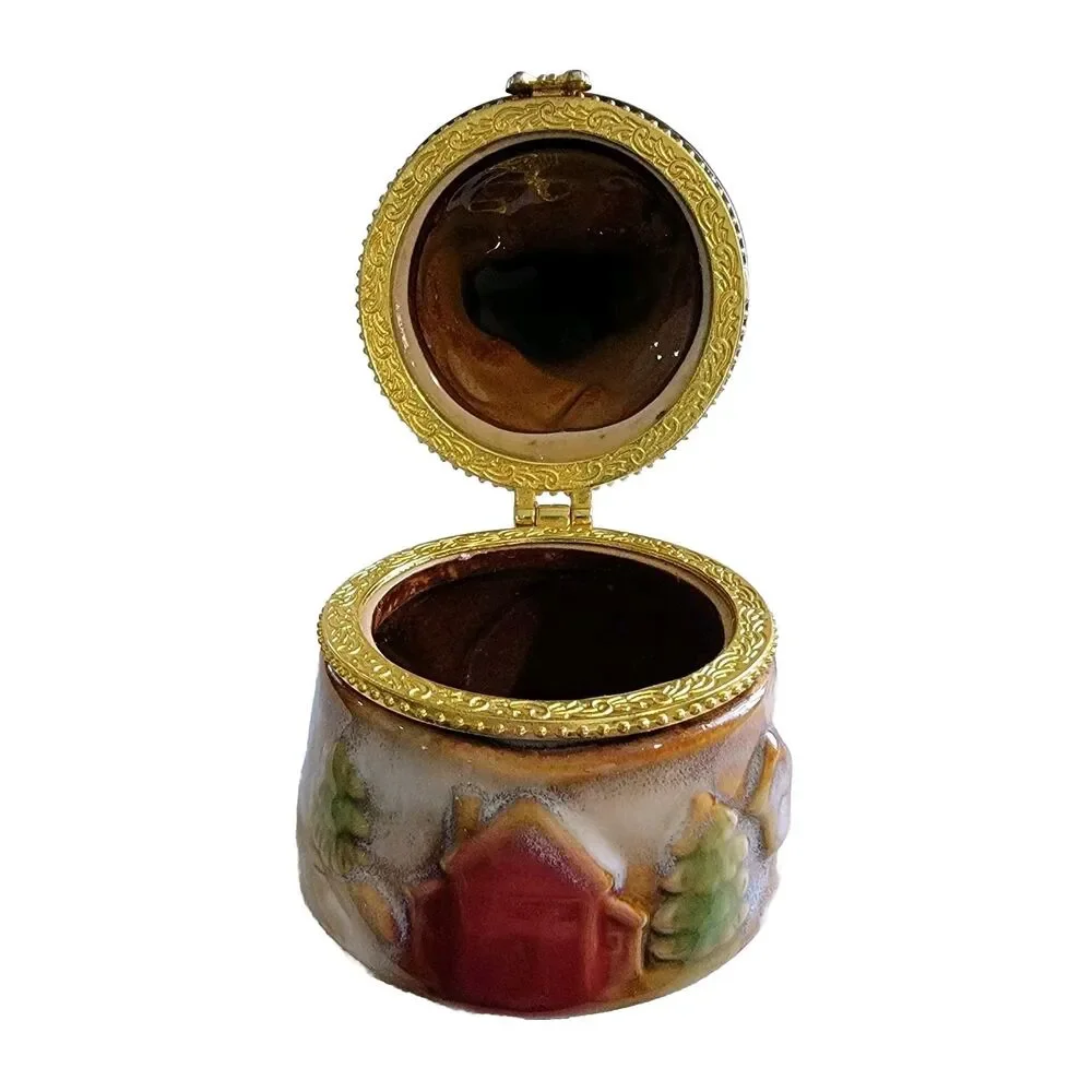 Snowman Trinket Ring Box Christmas Winter Holiday Ceramic Porcelain